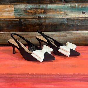 INC black and white bow dressy kitten heels 6.5 International Concepts NEW